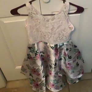 Girls pink lacy and flower dress